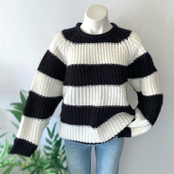 v i n t a g e :: Oversized Striped Colorblock Knit Sweater
